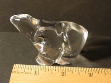 POLAR BEAR FIGURINE HADELAND CRYSTAL ART GLASS NORWAY 3" SIGNED FIGURE STATUE
