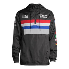 NWT Chemistry NASA Lightweight Windbreaker Jacket USA Space Crew Men's L Flags