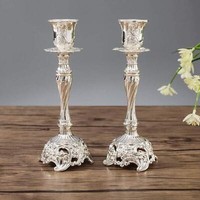 KerzenstäNder Kerzenhalter 2Er Set Silber Schabbat Hochzeit