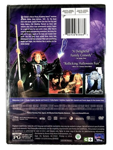 Disney Hocus Pocus DVD 2018 Edition SEALED Bette Midler Sarah