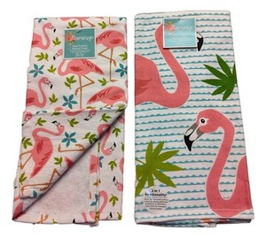 Set Of 2 Flamingo Tropical Terry Kitchen Towels By Kay Dee Designs