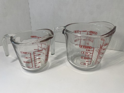 Glass Measuring Cups Anchor Hocking Glass 2 Cup & 1 Cup - Lot Of 2 - Picture 4 of 8