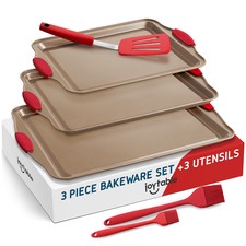 3 Piece Baking Sheets Pan Set Small, Medium &...