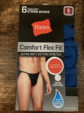 DISCONTINUED New Hanes Comfort Flex Fit Men's String Bikini 6 Pack Sm Underwear