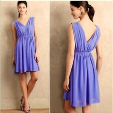 ANTHROPOLOGIE | HD IN PARIS Lavana Blue Purple Chiffon Side Tie Mini Dress Sz 2P