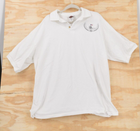 White vintage Harley-Davidson Sturgis 2002 men’s 2XL polo shirt with black embroidered USA map and bald eagle logo on chest.