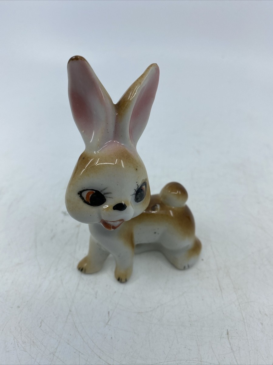 Vintage Joyful rabbit ceramic figurine made in Japan happy bunny