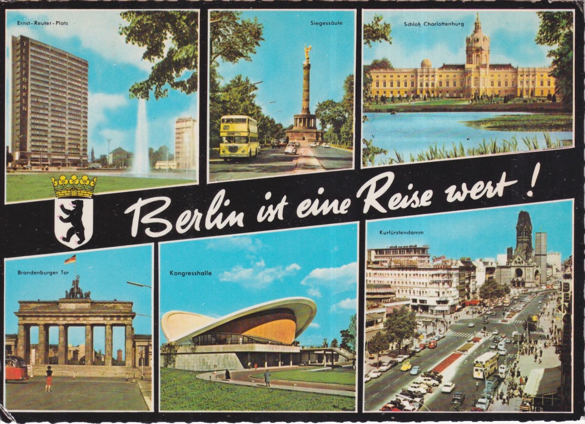 Alte Postkarte Berlin ist eine Reise wert!