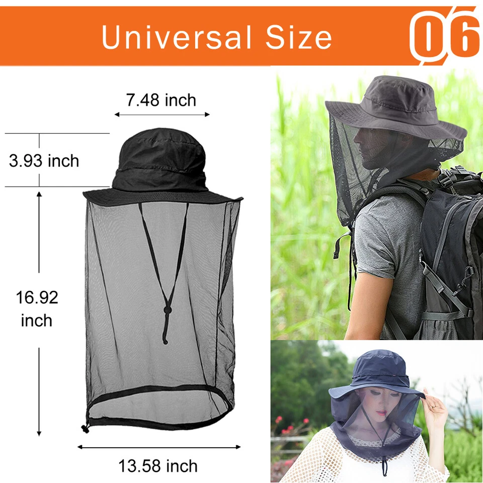 Sombrero de malla oculta con cabeza de mosquito al aire libre para protección contra insectos Foto 2 de 4