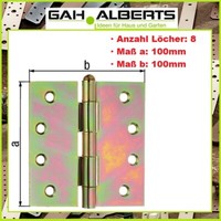 Gah Scharnier HöHe 100 Mm Breite 100 Mm StäRke 2,5 Mm Stahl Sdmverzinkt