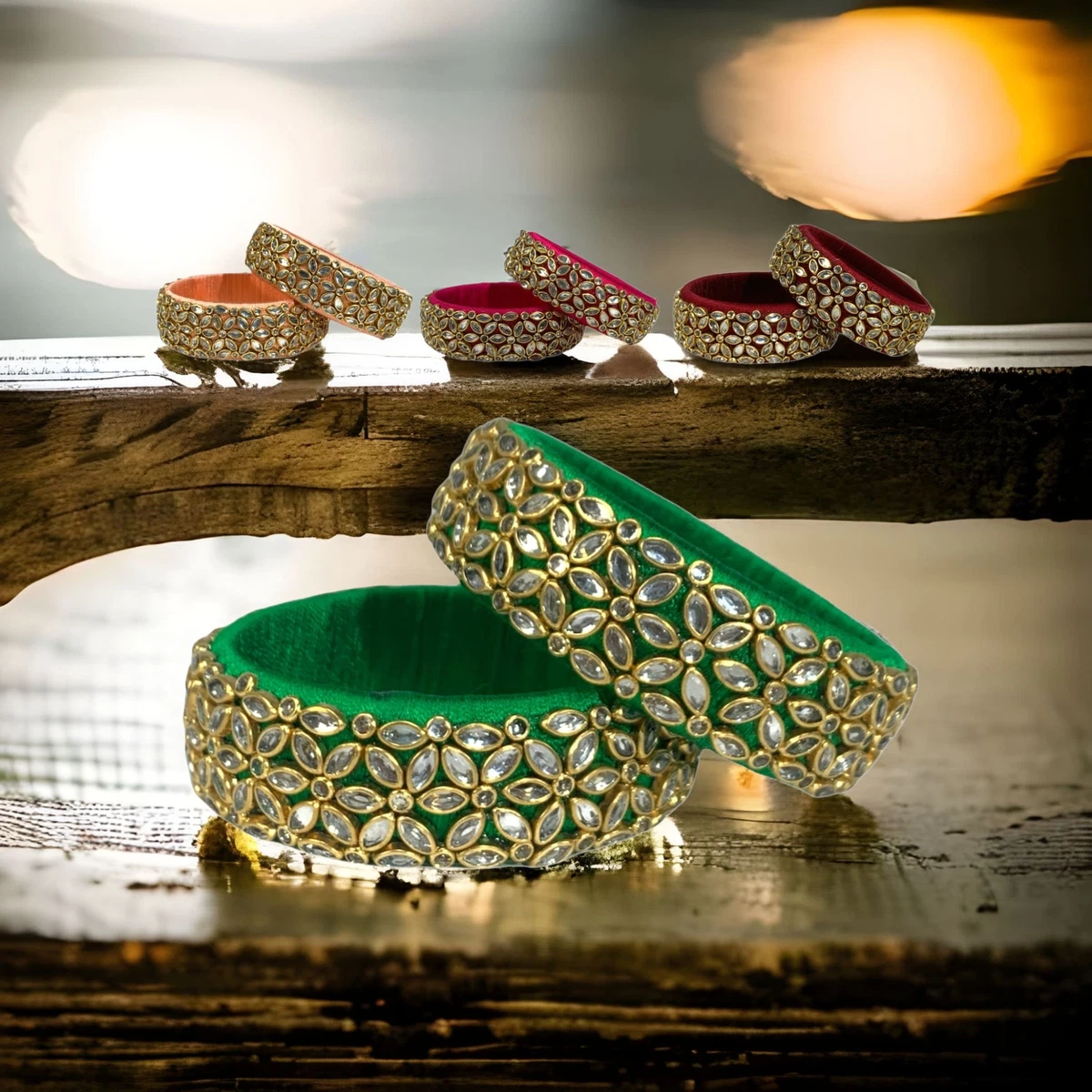 Thread bangles deals with kundan work