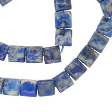 15.5" Natural Lapis Lazuli Flat Square Beads 8mm Grade B- 72021