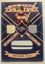 2019 Panini Leather & Lumber and Triple Relics Blue Craig Biggio #LLT-CB HOF