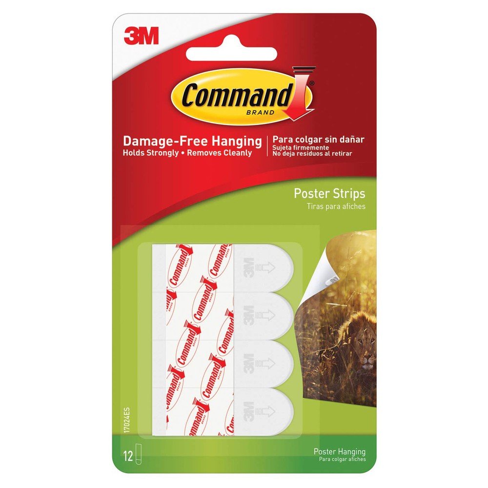 3M Command Strips: Small Poster Strips (White) *12 strips