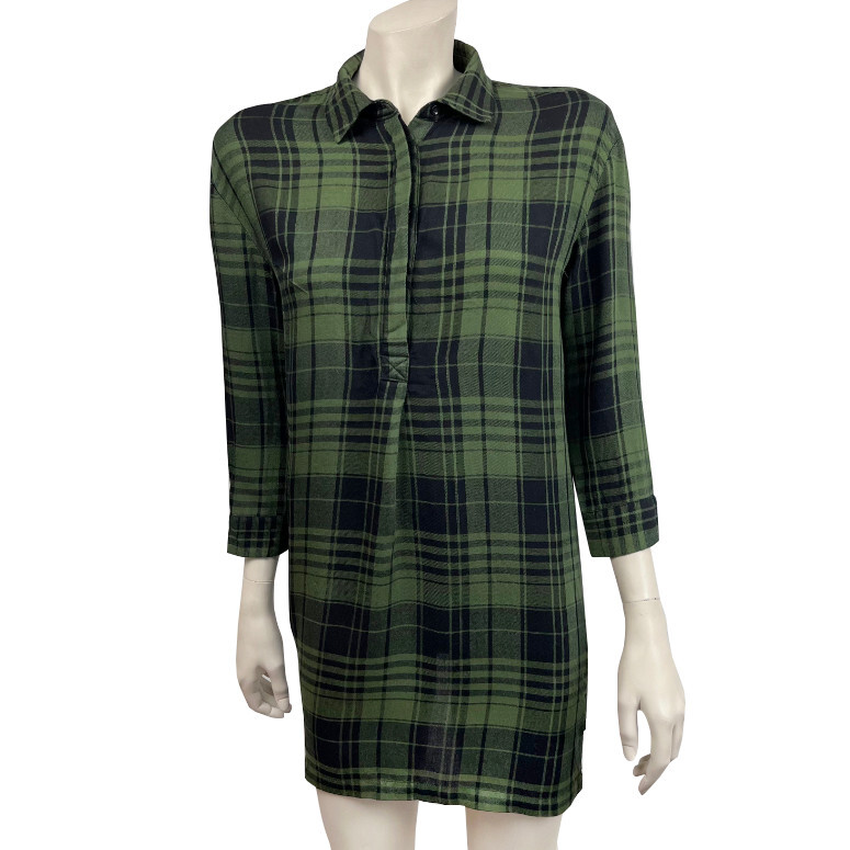 catherine malandrino green dress Womens XS Black Plaid Shirt NWOT boutique brags