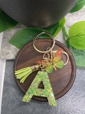 3.5" Handmade Resin Pendant Initial Keychain A Tassel New Free Ship A3025