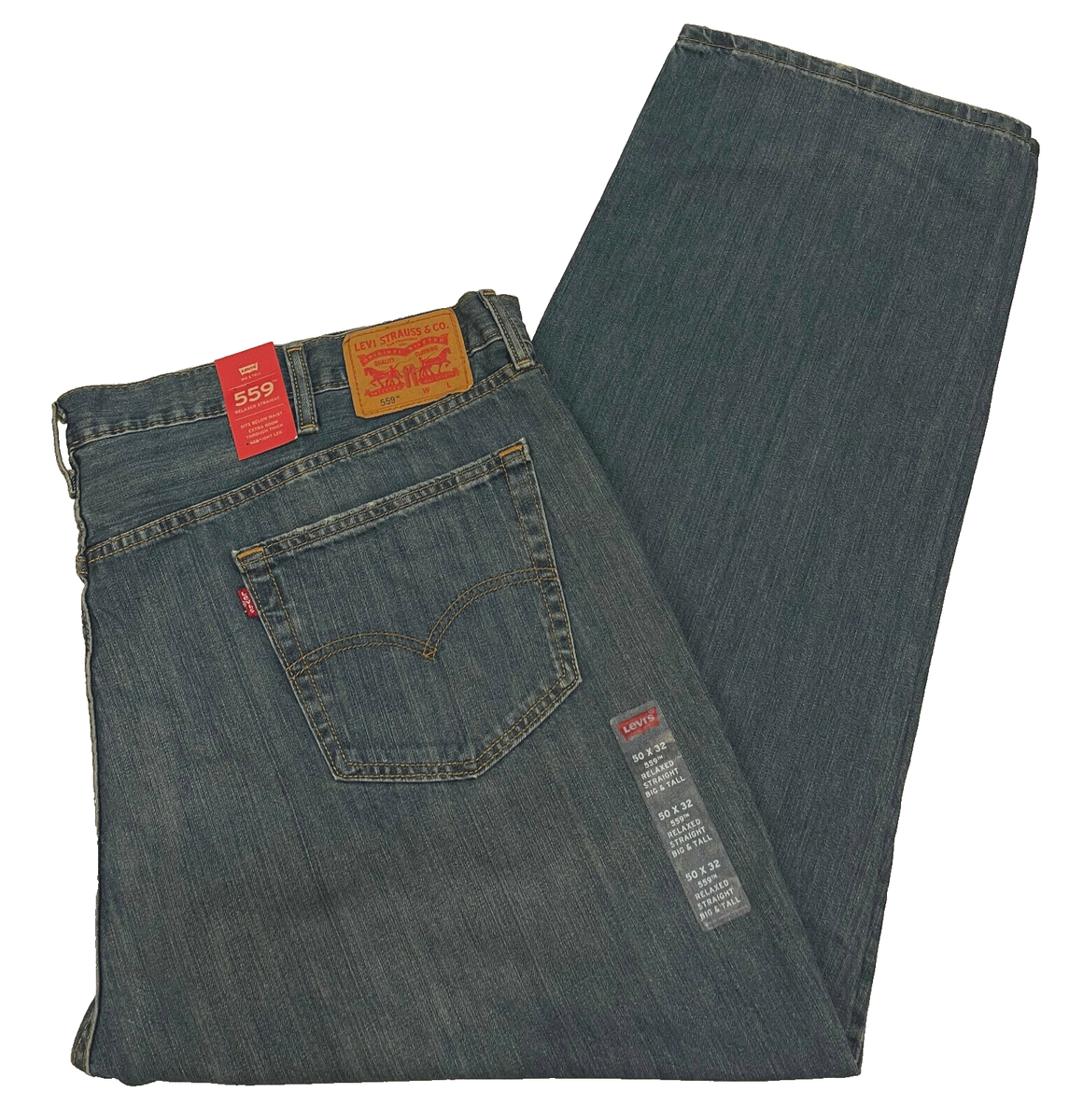 Levi's 559 Mens Big Tall Relaxed Straight Jeans W50L32 Blue 50X32 (#0733)