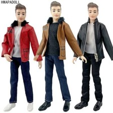Multi-color Leather Motorcycle Style Outfits For 12" Boy Doll Jacket Clothes Set