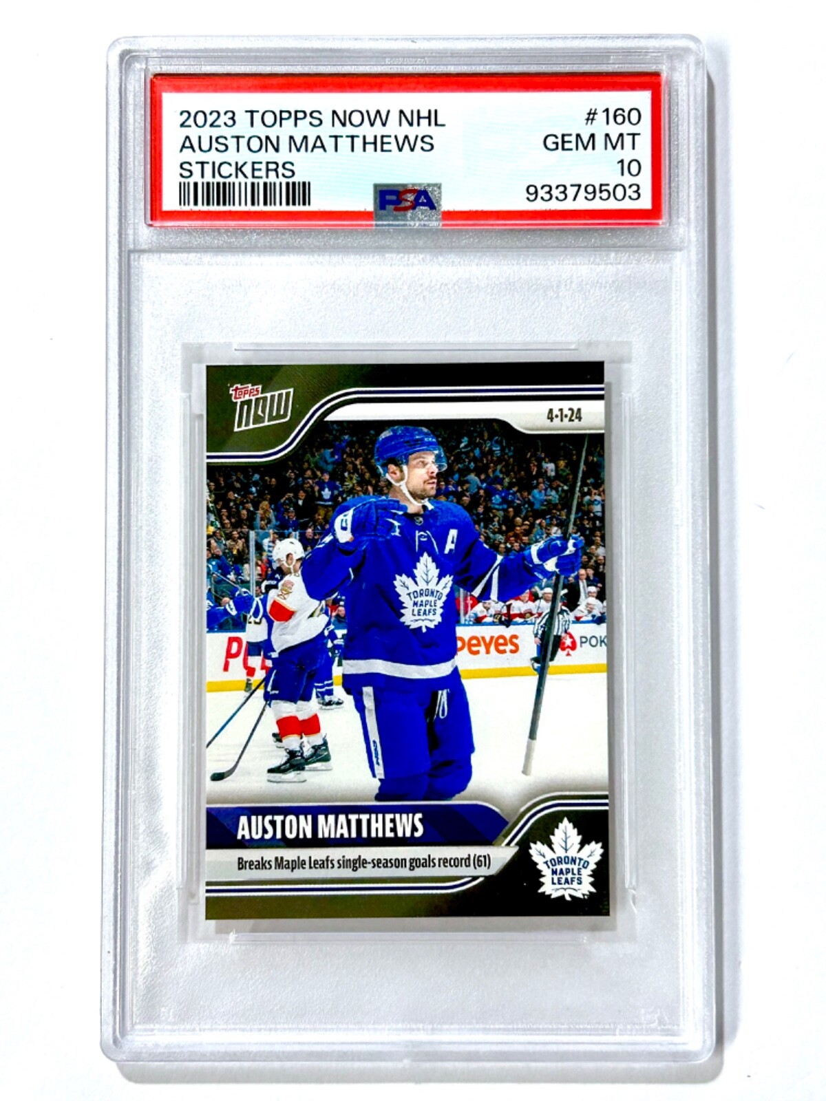 2023 Topps Now NHL - AUSTON MATTHEWS #160 Stickers PSA-10 Toronto MAPLE LEAFS view 1