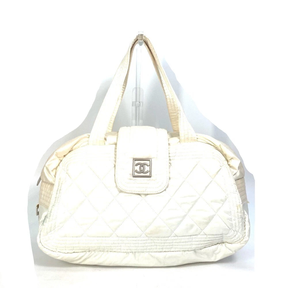 CHANEL A29853 Sports CC CC Mark Quilted Bag Shoulder Bag Duffle Bag Nylon  White