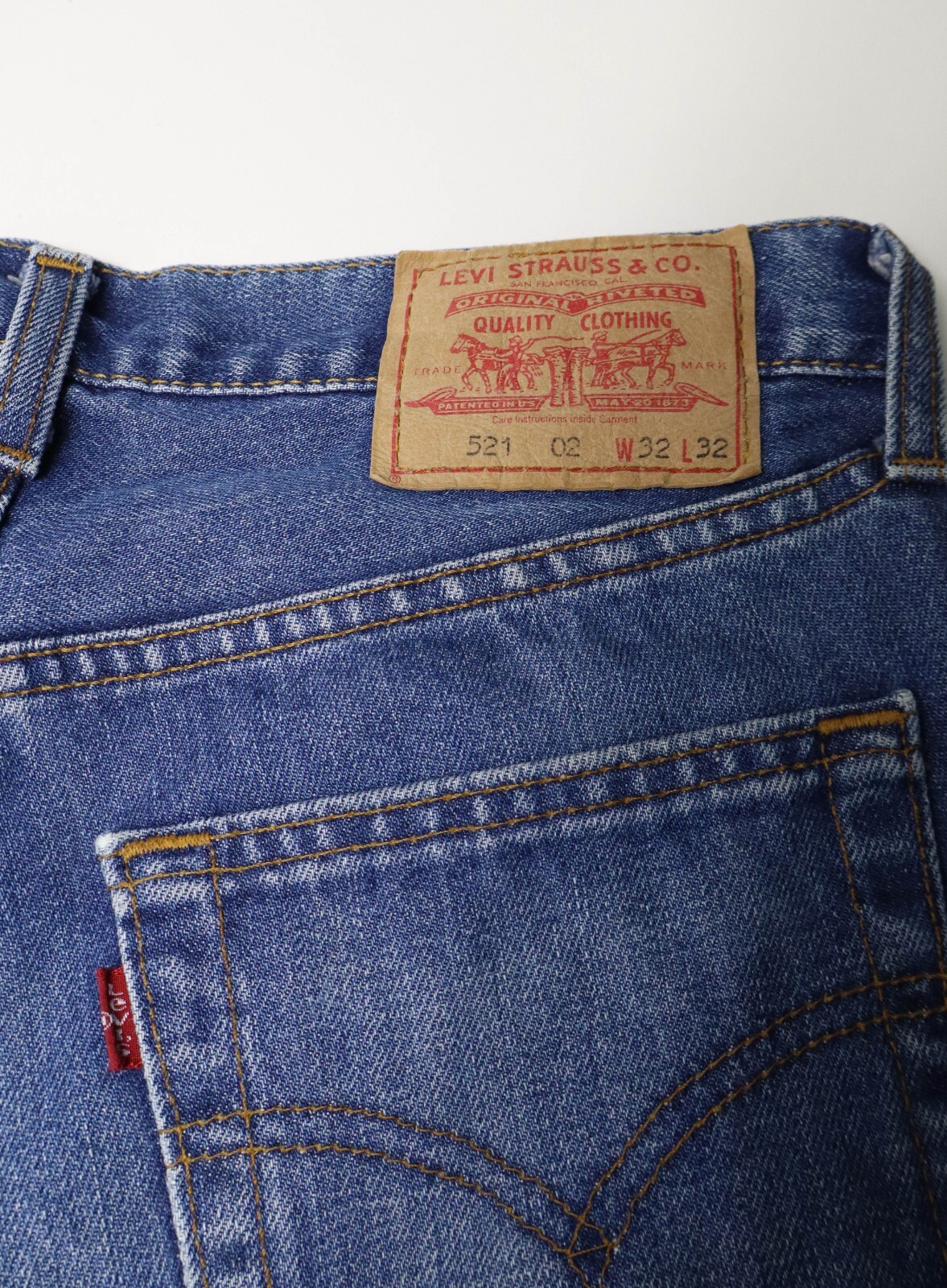 LEVI'S 521 02 Jeans Men's W32/~L29 Straight Fit Blue Denim Zip Fly thumbnail 7