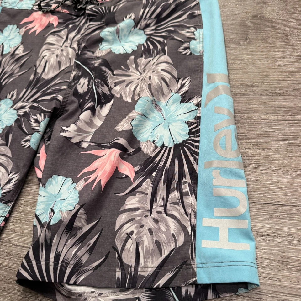 Hurley Board Shorts 32 Hombres Azul Floral Bañador Surf Palma Hawaiano Surfista Foto 2 de 4