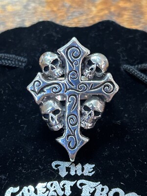 The Great Frog Heavy Skull Cross Ring (RARE) In Size 11.5 US 1st Runny TGF !