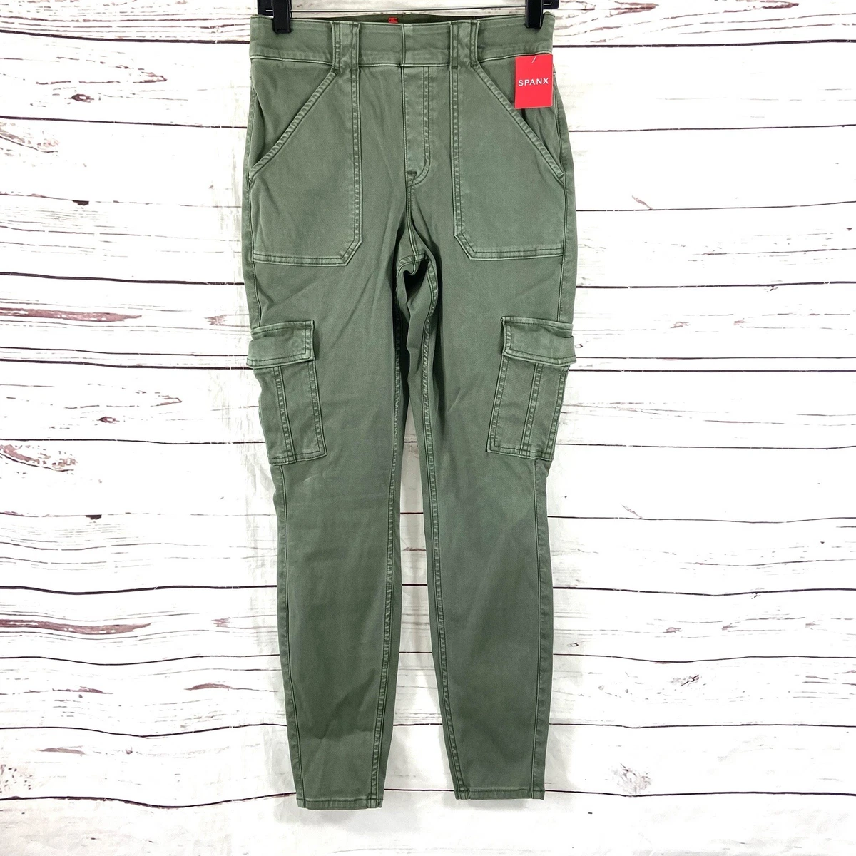 Spanx Cargo Pants Women's Large Green Twill Ankle Stretch Soft Sage Safaris  NWT