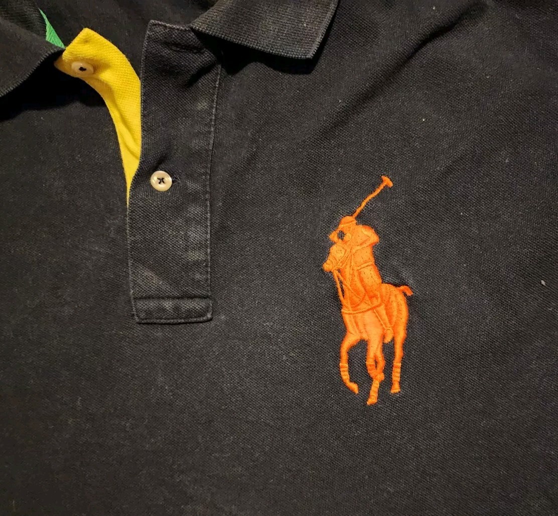 Polo Ralph Lauren Big Pony Shirt XLT blu arancione verde #3 vestibilità personalizzata Rugby Polo