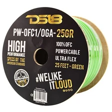 DS18 DS-PWOFC-0GA Ultra Flex 100% OFC 0GA Ground Power Cable Wire Neon Green Lot