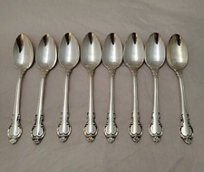 8 Holmes & Edwards SILVER FASHION Teapoons Inlaid IS Deep Silver Silverplate 6"