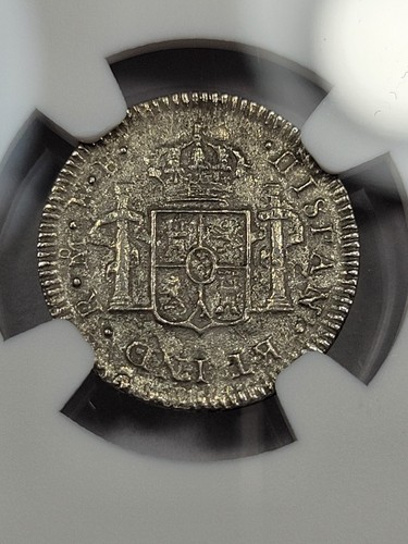 1783 Mexico NGC AU EL CAZADOR SHIPWRECK Silver 1/2 Real High Grade *J423 - Picture 3 of 3