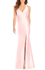 Alfred Sung Blush Halter Satin Trumpet Gown Size 6 $244 D761