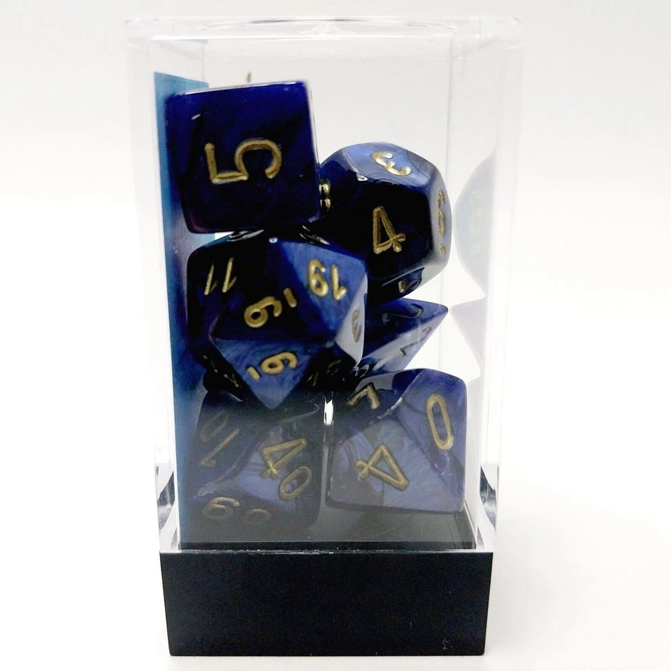 Chessex Royal Blue with Gold Scarab Polyhedral 7-Die Set CHX 27427 Germany - Image 3 of 4