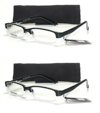 2 Pair Art Wear 2.50 Reading Glasses Small Black White Readers Spring Hinge