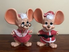 Roy Des Christmas Mouse Santa & Mrs Claus Coin Banks Vintage 1970 Made In USA