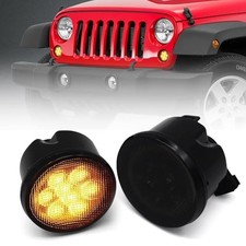 Turn Signal Lights Smoked Lens for Jeep Wrangler 2007-2018 JK JKU Amber LED