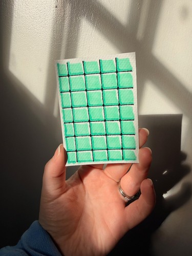 ACEO Original Art Acrylic Painting, Blue Tiles PlumRougeArt