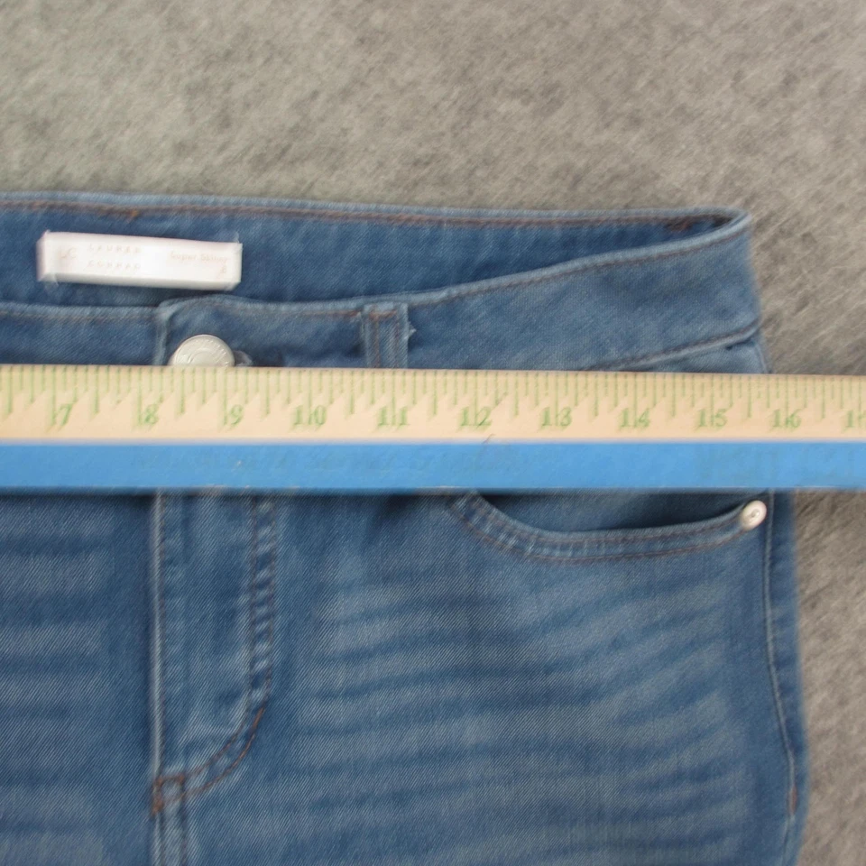 Jeans feminino LC Lauren Conrad 8 azul super magro bainha crua jeans stretch no tornozelo - Imagem 3 de 4