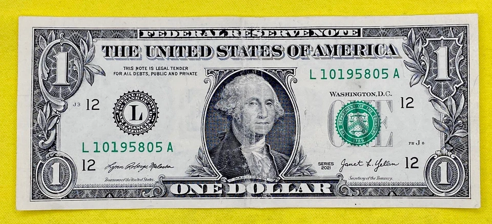 October 1958 5 Birthday Note 10195805 Fancy Serial Number $1 Dollar Bill FW 2021 - Image 3 of 4