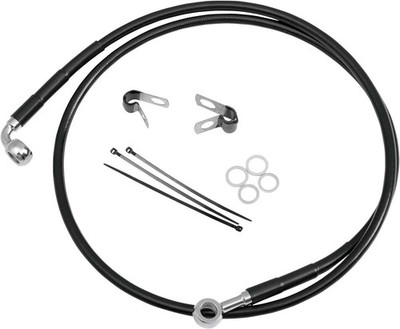 Drag Specialties 640115-BLK Std Length Front Stainless Steel Brake Line