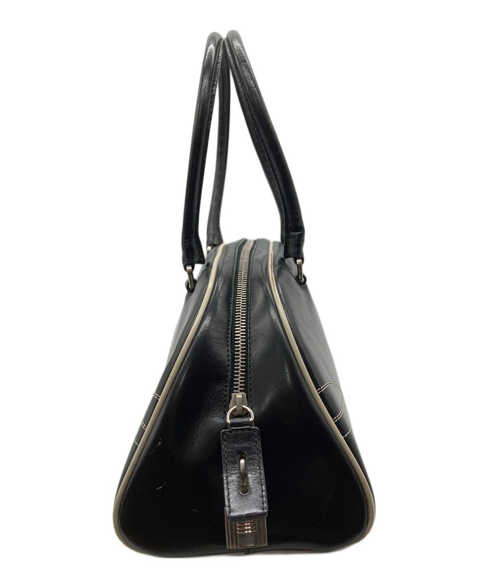 PRADA Archive Leather Bowling Bag Black Italy Pre-Owned 1 Zip