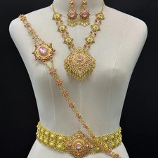 1 SET Thai Gold Pink Jewelry Dance Show Celemony Party Festival Accessory NEW