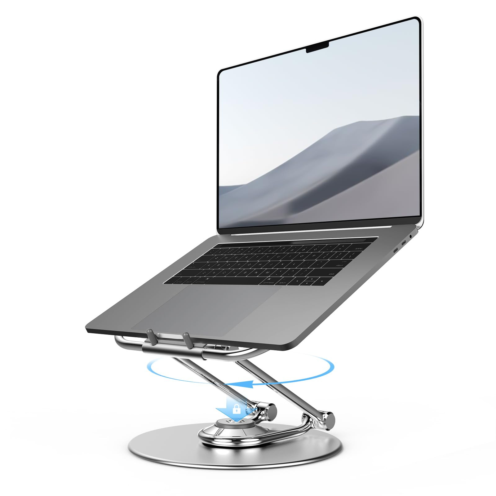 Adjustable Ergonomic Laptop Stand with 360 Rotating Base for Desks