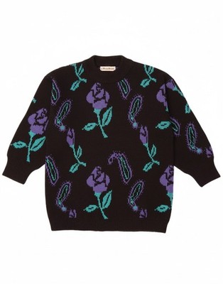 Alyssa Brooke Damen Rollkragenpullover Pullover UK 14 Large schwarz Blumenmuster CL11