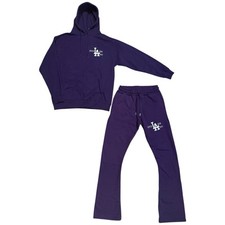 Men's Tracksuit Set Hoodie Casual Sweatpants Casual Sports LA Purple Custom Set