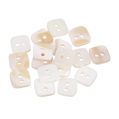 20Stk Natürliche Muschelknöpfe 2 Löcher 10mm Quadratische Perlmuttknöpfe Weiß - Bild 1 von 4