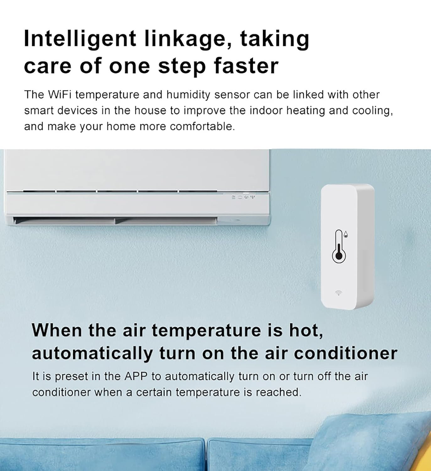 Wifi Temperature Humidity Sensor: Indoor Thermometer Hygrometer with App Alert,