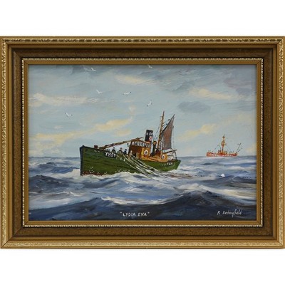 Öl an Bord von Roger Bedingfield. Titel ''Lydia Eva'' von Smiths Knoll Leuchtschiff