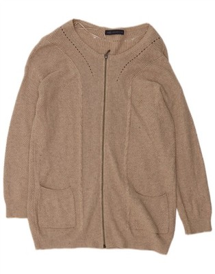 Marks & Spencer Womens Oversized Longline Cardigan Sweater UK 8 Small Beige KD09